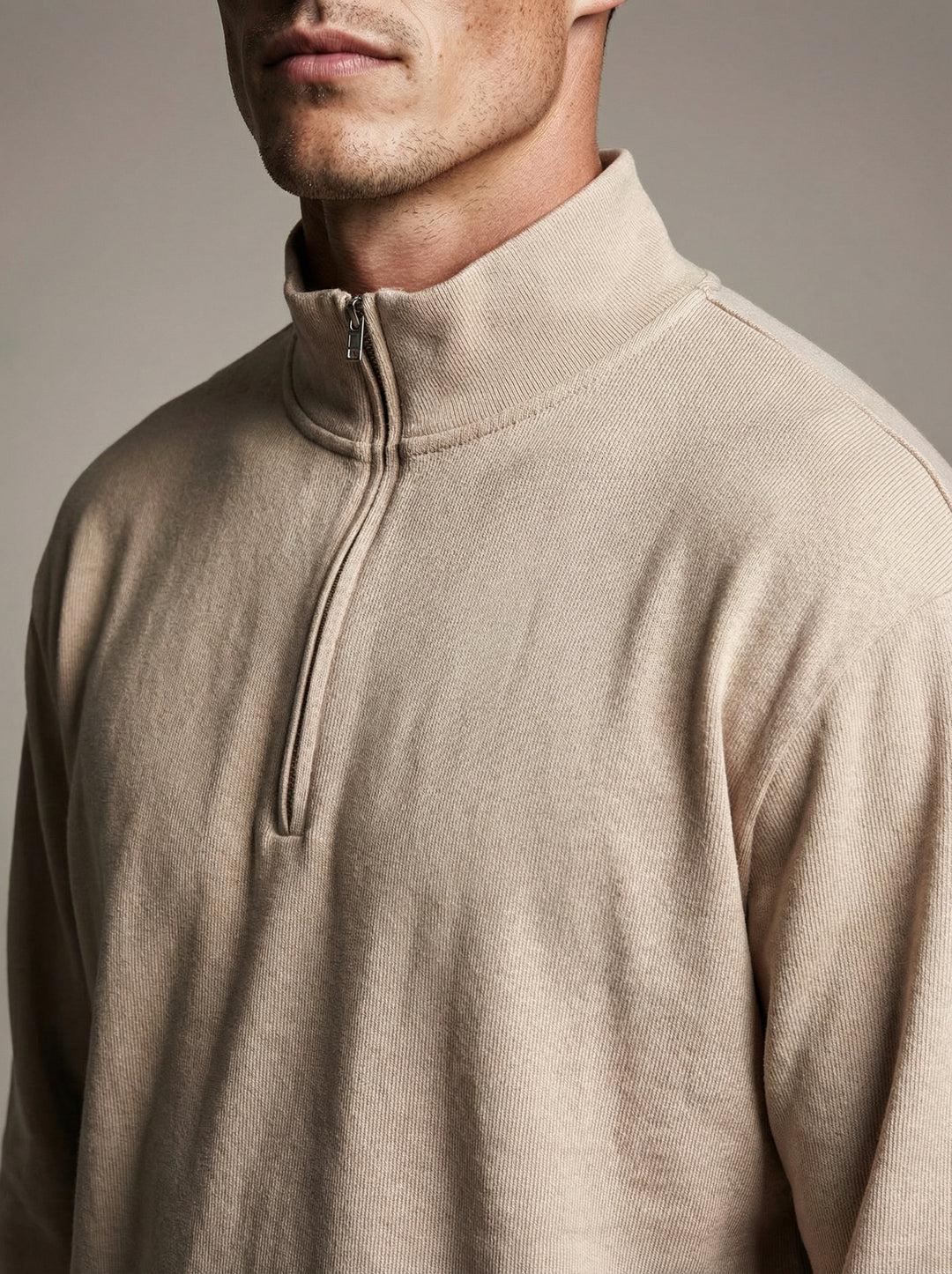 Regular Smooth Quarter Zip Knit