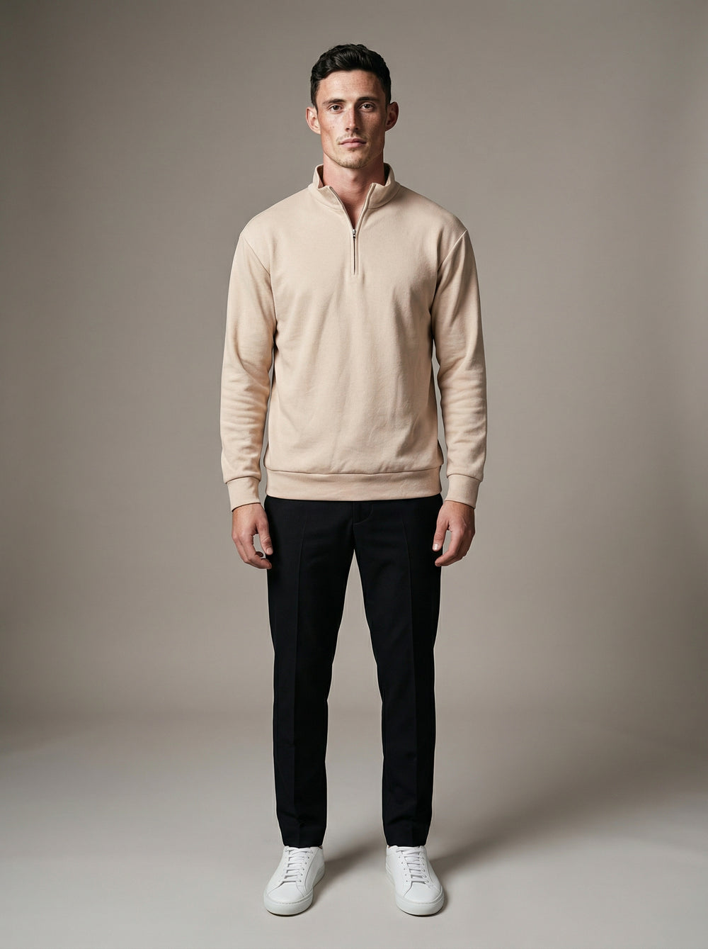 Regular Smooth Quarter Zip Knit