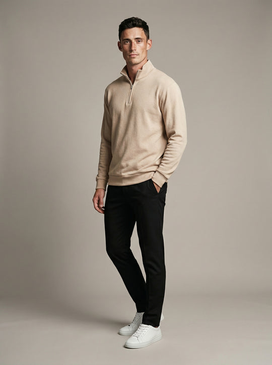 Regular Smooth Quarter Zip Knit