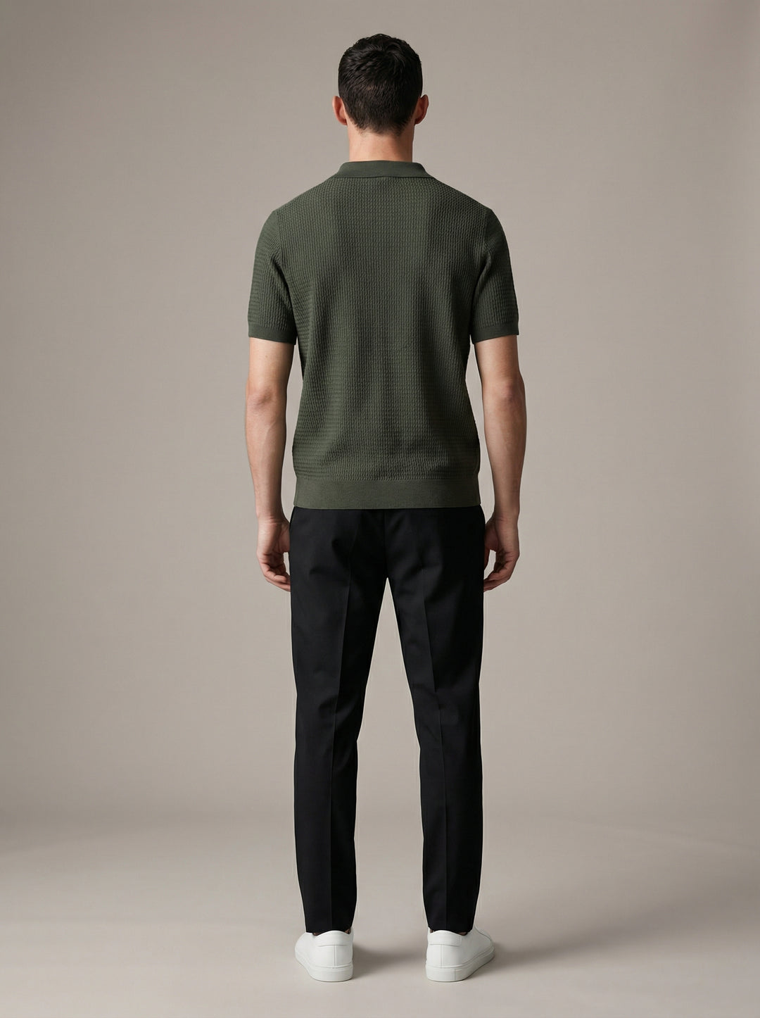Regular Textured Knit Polo