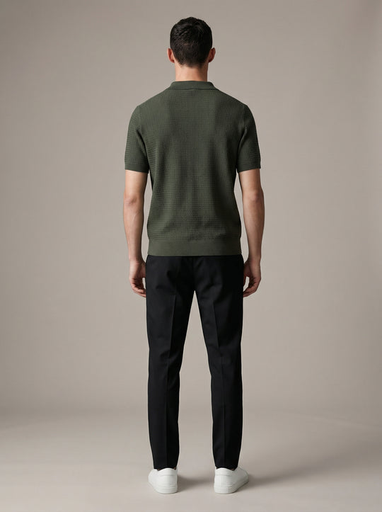 Regular Textured Knit Polo