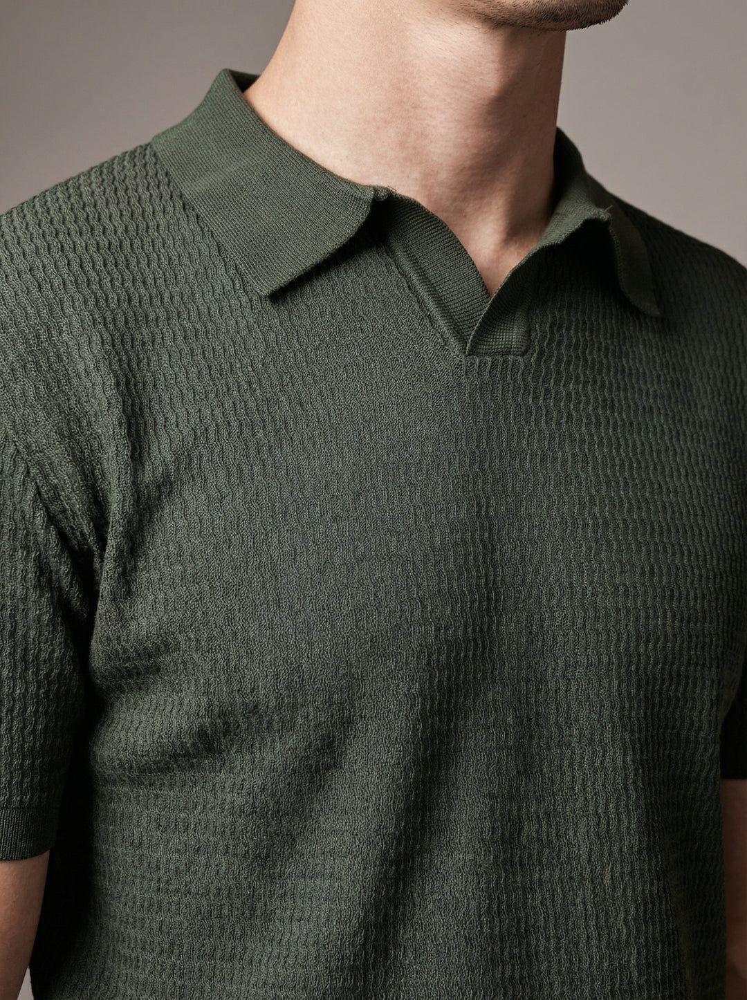 Regular Textured Knit Polo