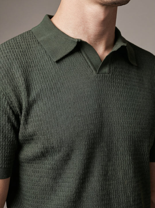 Regular Textured Knit Polo