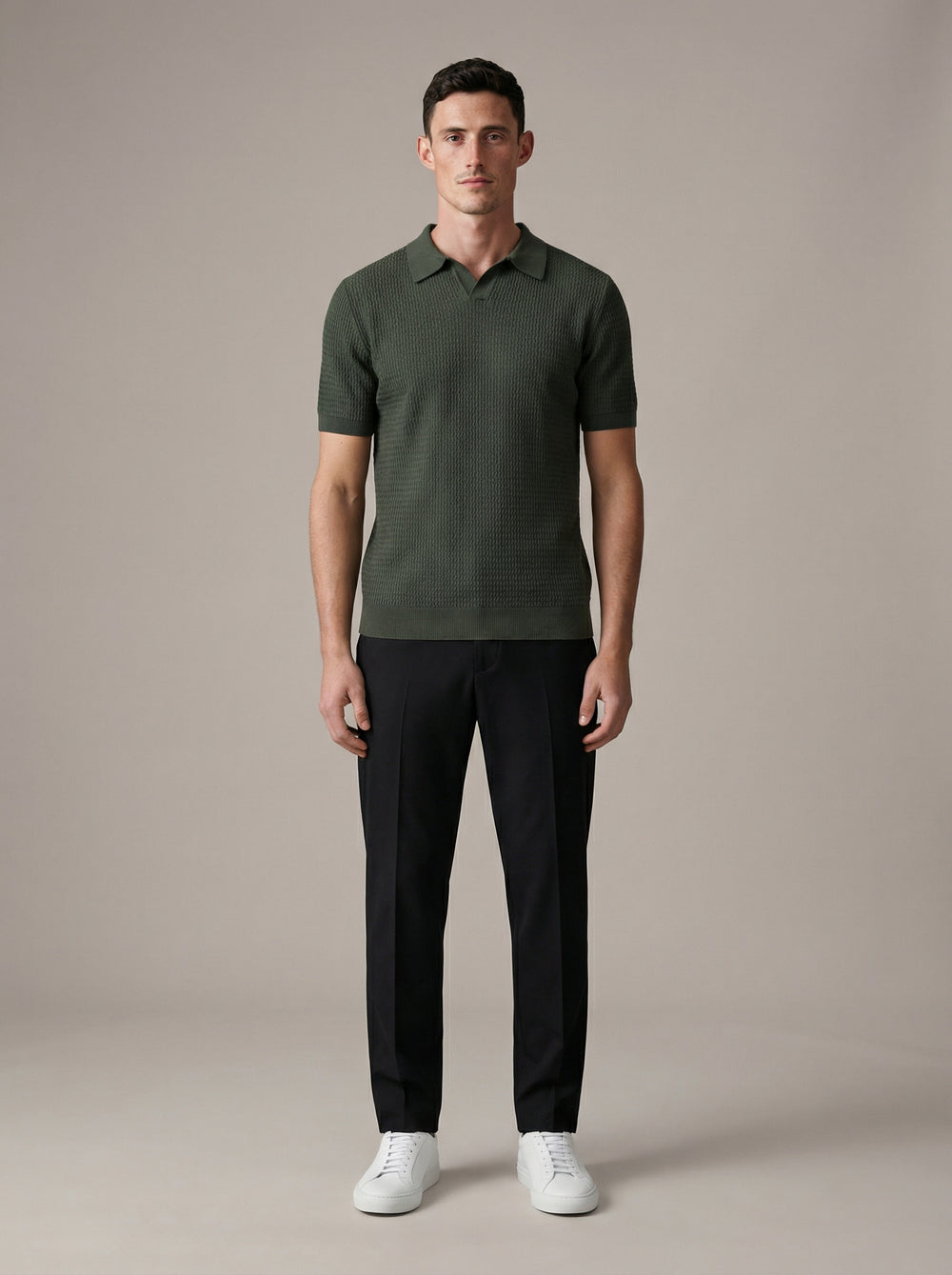 Regular Textured Knit Polo