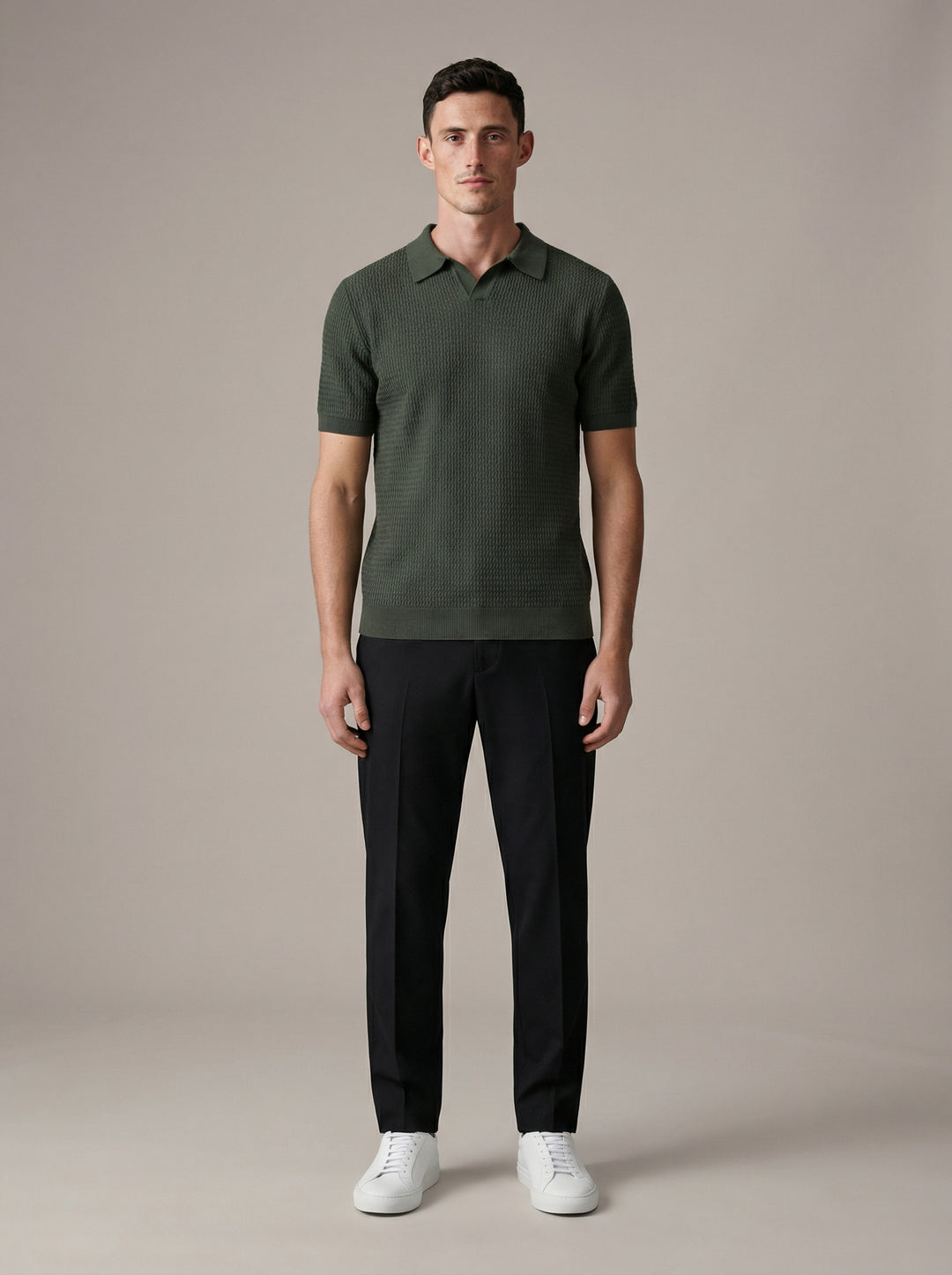Regular Textured Knit Polo