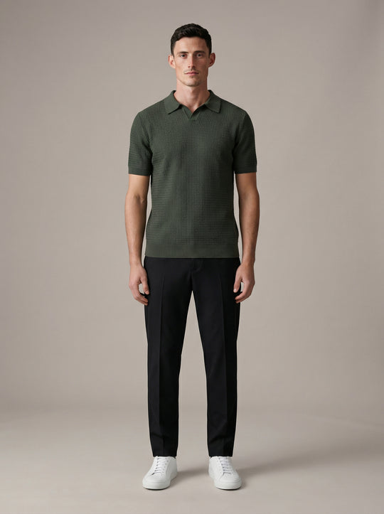 Regular Textured Knit Polo