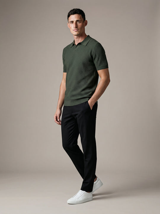 Regular Textured Knit Polo
